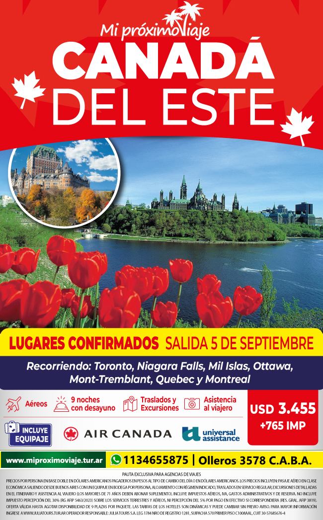 CANADA DEL ESTE SALIDA 5 DE SEPTIEMBRE 2026